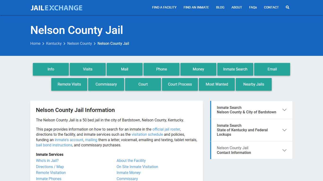 Nelson County Jail, KY Inmate Search, Information